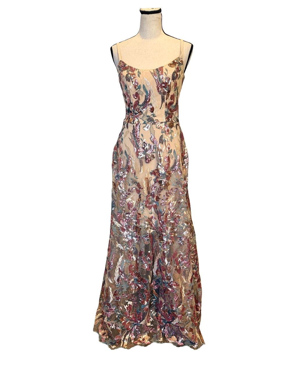 Dress the Population NWT Floral Sequin Embroidered Gown XS Formal Maxi Dress